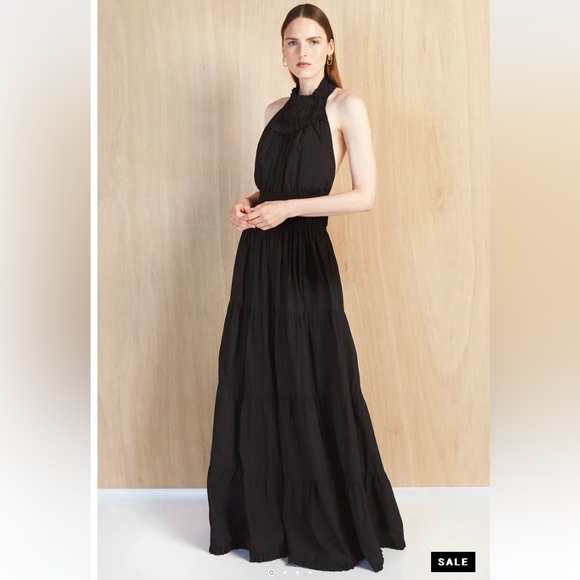 NWT MAGALI PASCAL Jaqueline Jacqueline COTTON tiered ruched maxi dress gown - Picture 9 of 16